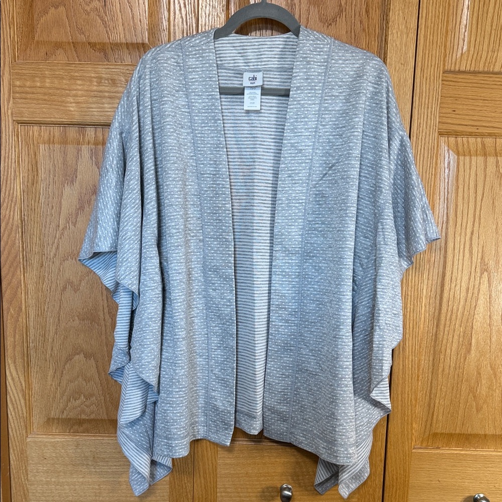 CAbi Gray Striped Cape top #5846